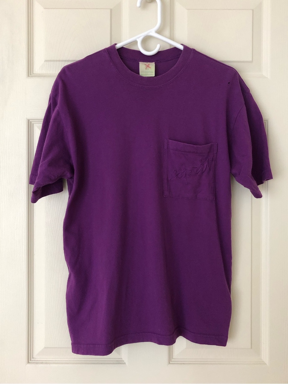 Vintage ESPRIT Cotton Pocket Tee Shirt Embroidered Logo Purple Size Medium